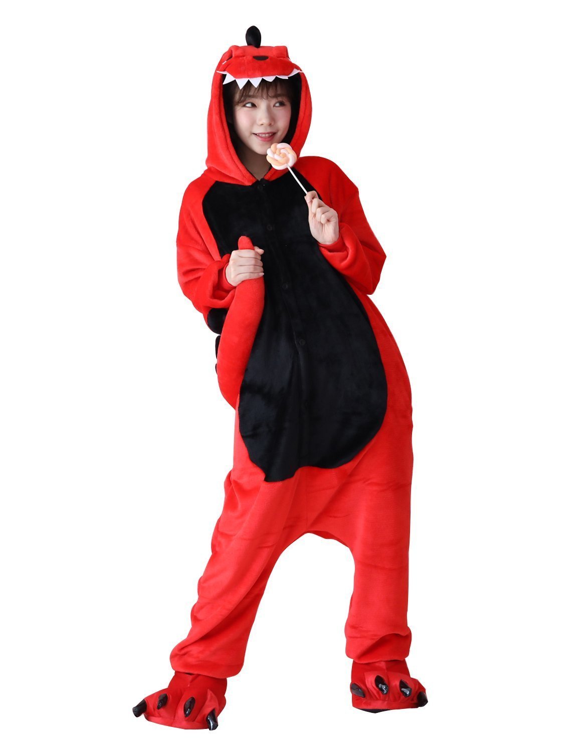 Adult Red Dinosaur costume Kigurumi Onesies Pajamas