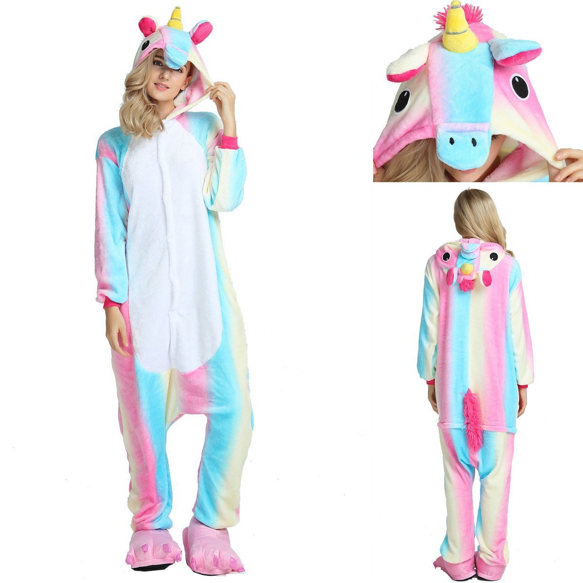 Lilac Rainbow Unicorn Kigurumi Onesies Pajamas Sleepwear