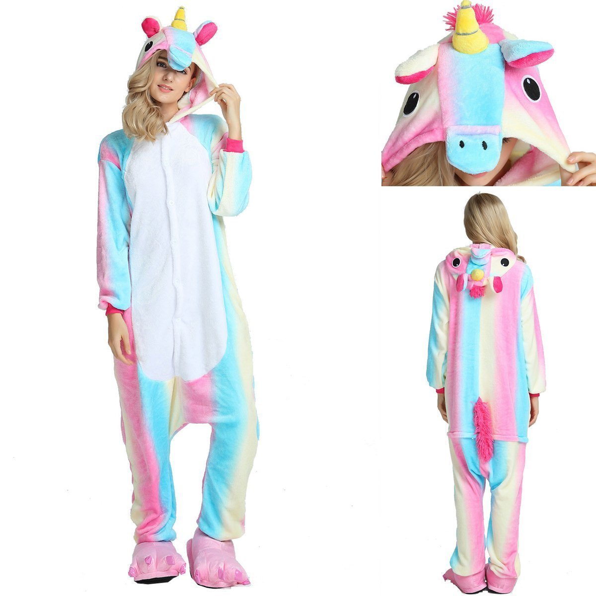 Buy Cheap Lilac Rainbow Unicorn Kigurumi Onesies Pajamas Sleepwear Sale | PajamasFun