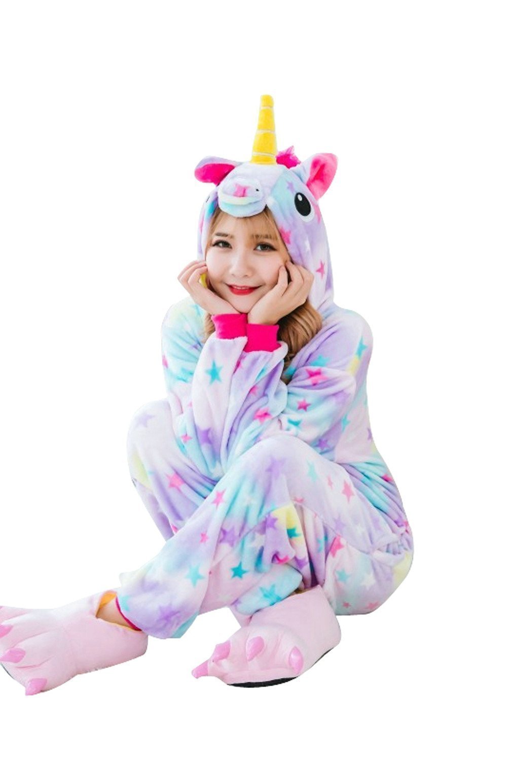 Rainbow Unicorn Adult Unisex Pajamas Costume Onesie Kigurumi