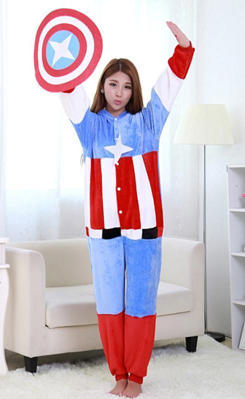 Captain America Avengers Costume Onesie Pajamas Kigurumi