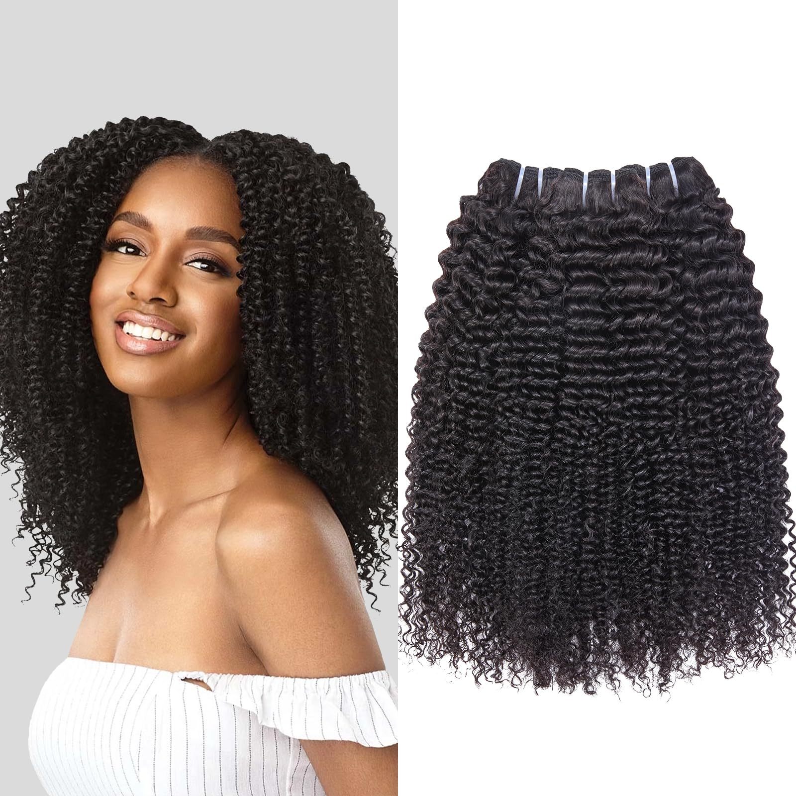 Kinky Curly Quick Weave | 100% Human Hair Bundles | Budget Friendly 10A Grade Brazilian Virgin 100% Human Hair Sew in/Glue in Viral Hair Bundles