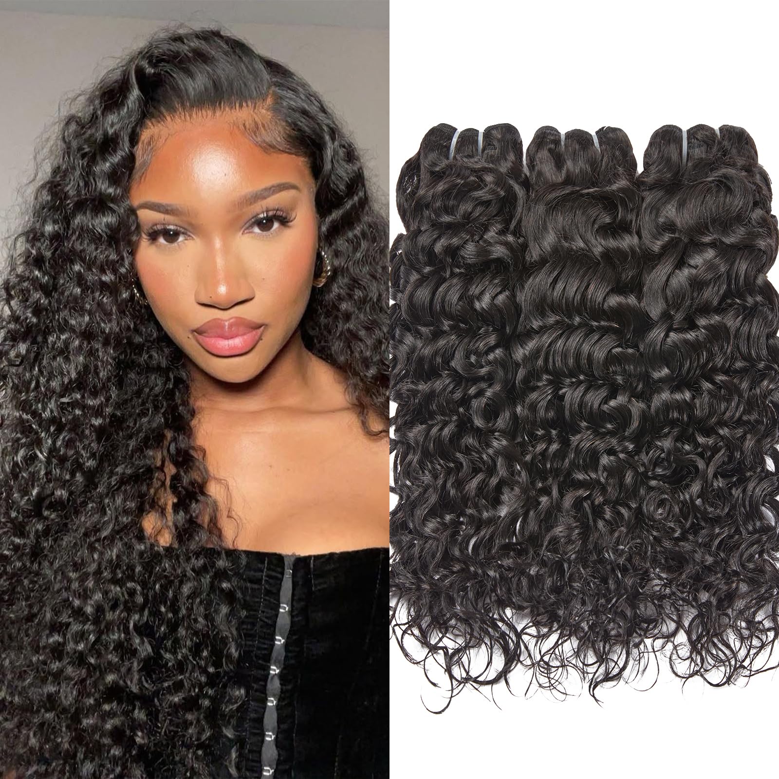Water Wave Quick Weave | 100% Human Hair Bundles | Budget Friendly 10A Grade Brazilian Virgin 100% Human Hair  Sew in/Glue in Viral Hair Bundles