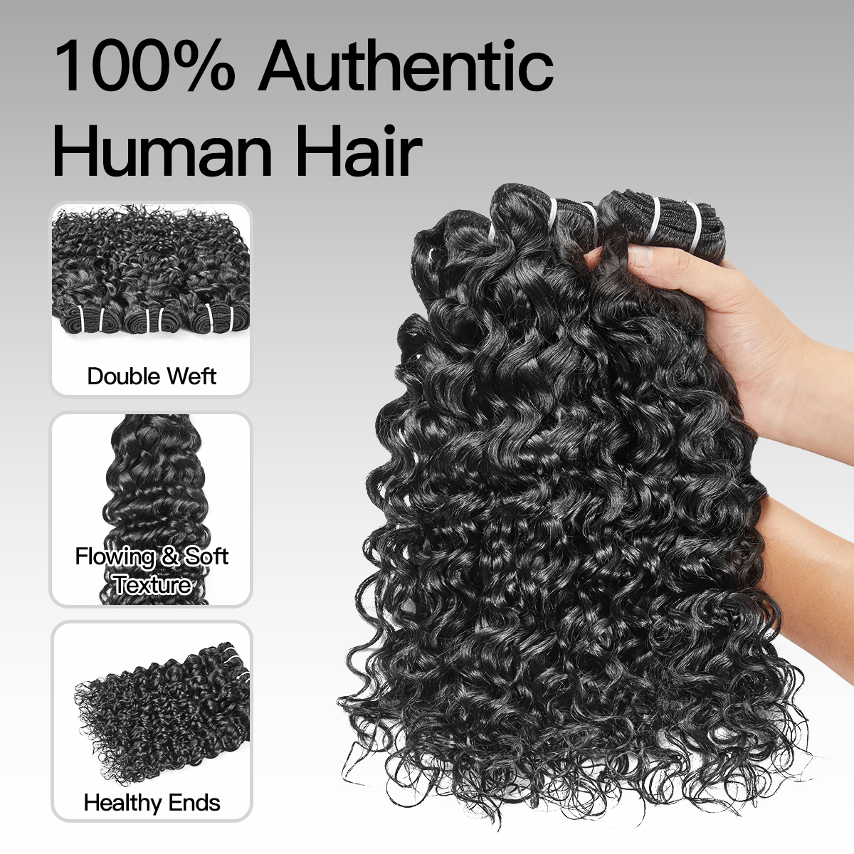 Water Wave Quick Weave | 100% Human Hair Bundles | Budget Friendly 10A Grade Brazilian Virgin 100% Human Hair Sew in/Glue in Viral Hair Bundles