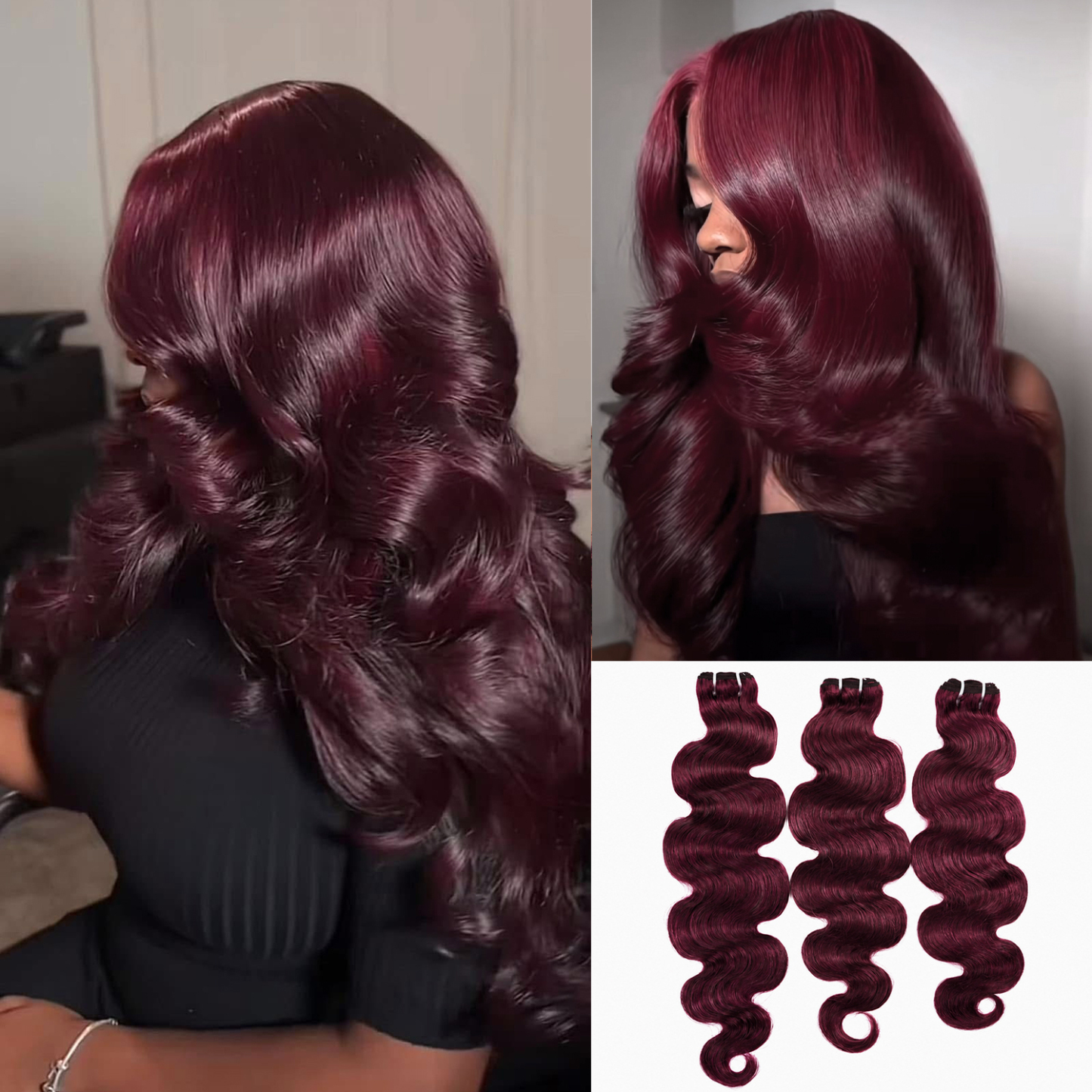 #99J Burgundy Body Wave Hair Bundles Brazilian Human Hair for Sew in Quick Weave