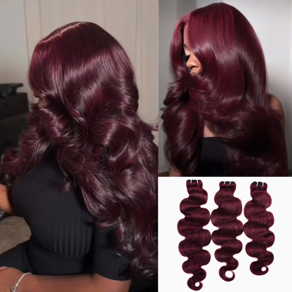 #99J Burgundy Body Wave Hair Bundles Brazilian Human Hair for Sew in Quick Weave