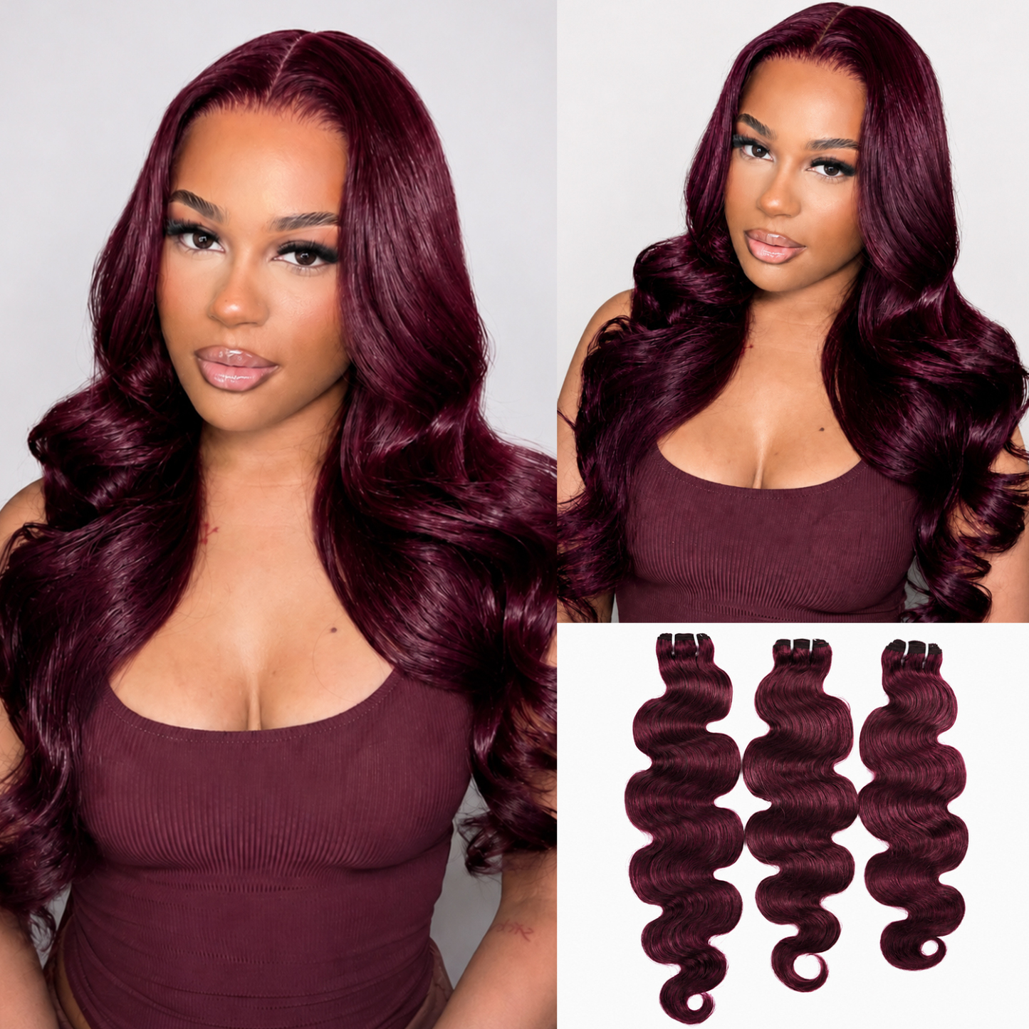 #99J Burgundy Body Wave Hair Bundles Brazilian Human Hair for Sew in Quick Weave