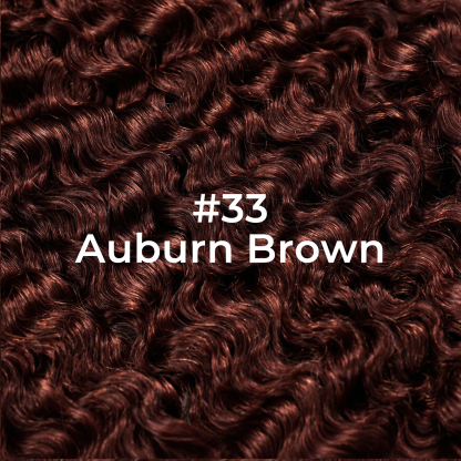 #33 Auburn Brown Burmese Curly Hair Bundles Easy Blend Brazilian Human Hair for Sew in Quick Weave