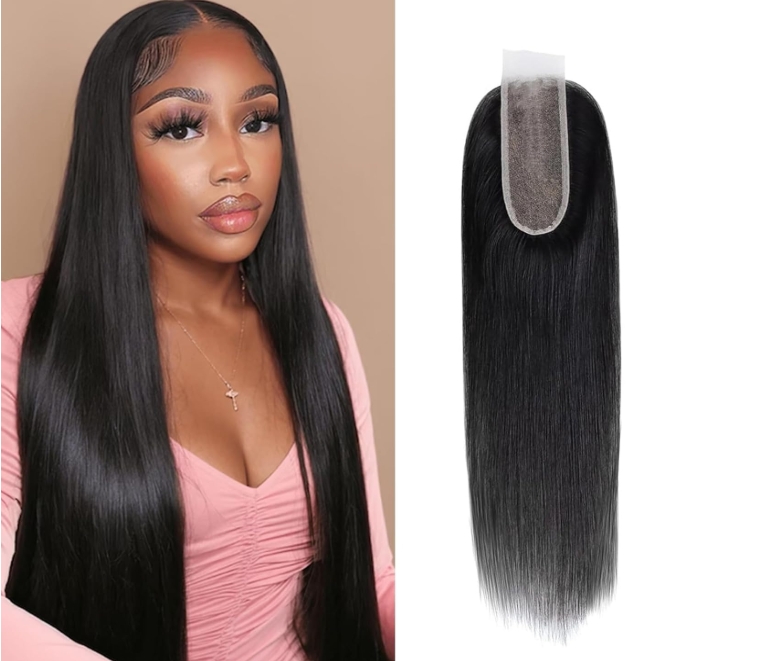 [Wequeen] 12-20 Inches 2" x 6" Upgrade Straight Transparent Lace Closure #1B Natural Black