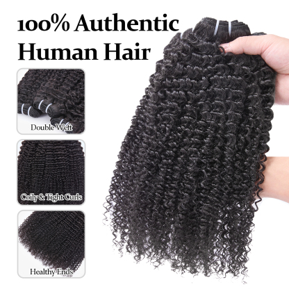 Kinky Curly Quick Weave | 100% Human Hair Bundles | Budget Friendly 10A Grade Brazilian Virgin 100% Human Hair Sew in/Glue in Viral Hair Bundles
