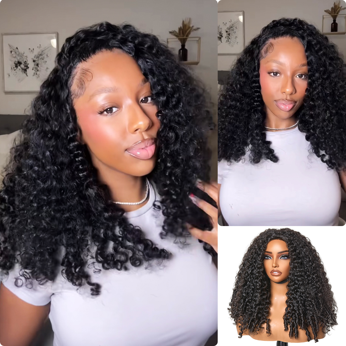Burmese Curly Half Wig Glueless Blending Braids Human Hair Natural Volume Seamless Blend Realistic Hairline Adjustable Fit 18 22 Inch