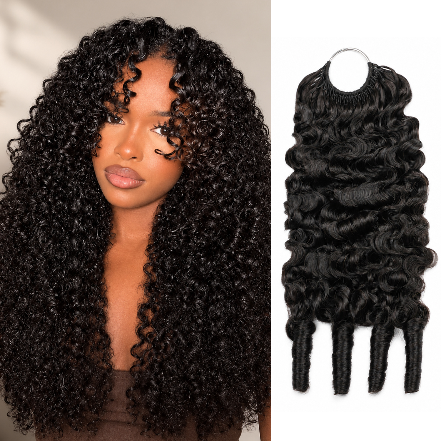 Burmese Curly Feather Crochet Hair Human Hair Extensions for Boho Braids Invisible Knots Pre-Separated Protective Style
