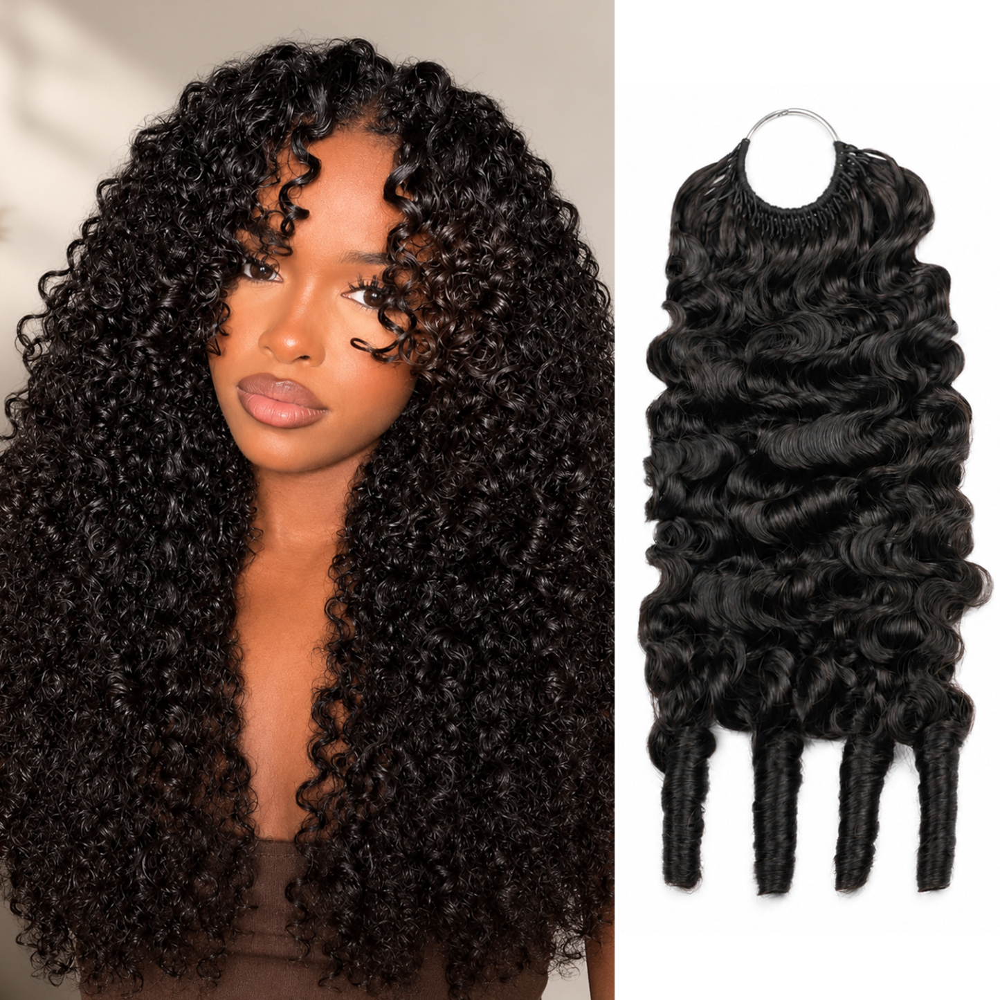 Burmese Curly Feather Crochet Hair Human Hair Extensions for Boho Braids Invisible Knots Pre-Separated Protective Style