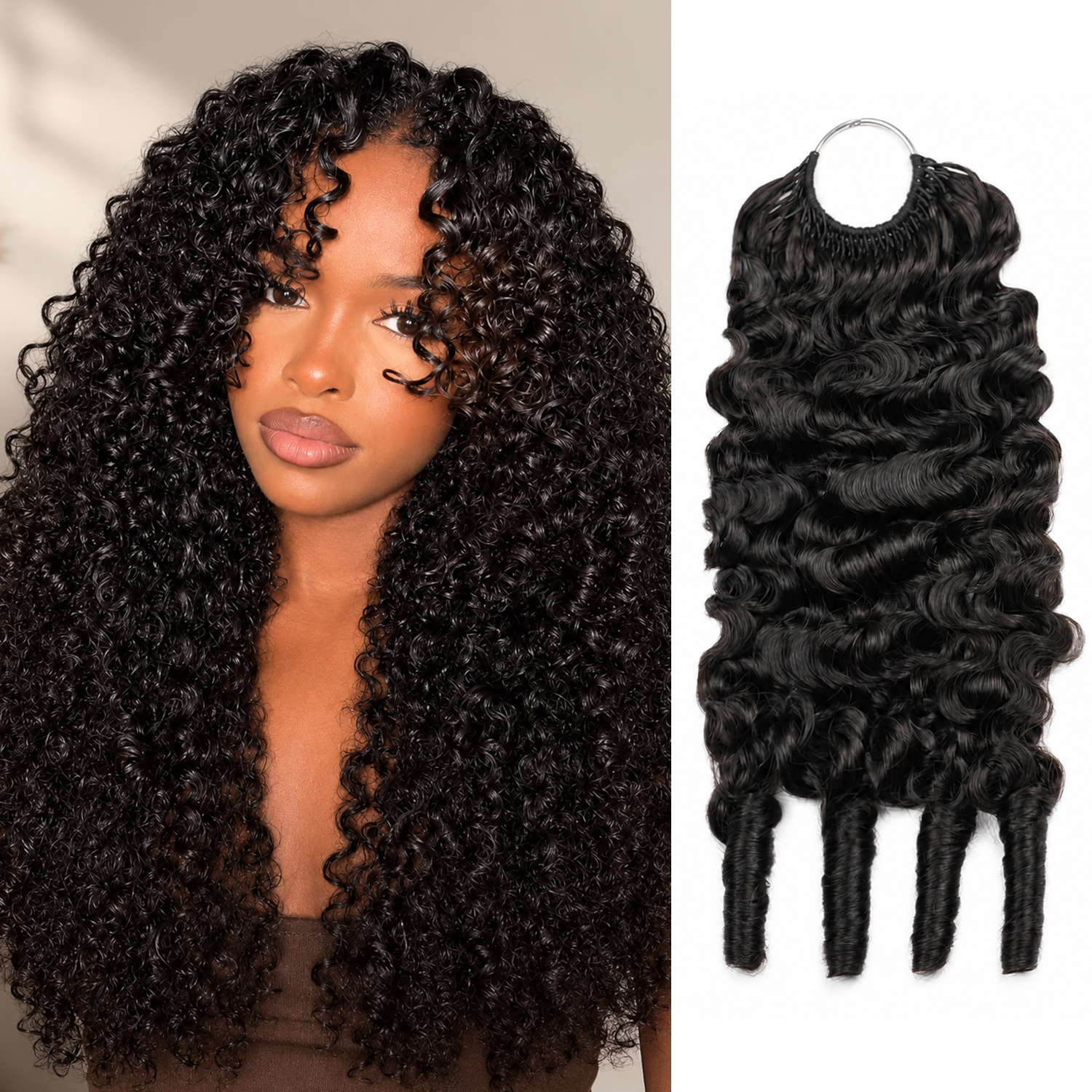 Burmese Curly Feather Crochet Hair Human Hair Extensions for Boho Braids Invisible Knots Pre-Separated Protective Style