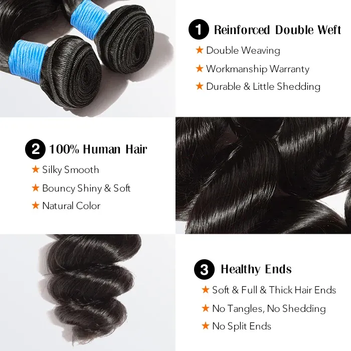 Loose Wave Hair Bundles Virgin Brazilian Human Hair Wand Curls for Sew in Quick Weave