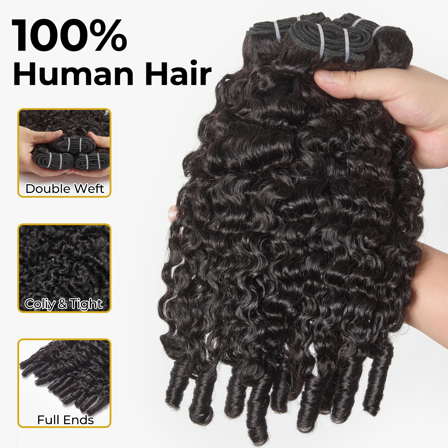 Easy Blend Burmese Curly Human Hair Bundles | Natural Black #1B | 14–26 Inch | Affordable, Long-Lasting, Soft & Bouncy Curls