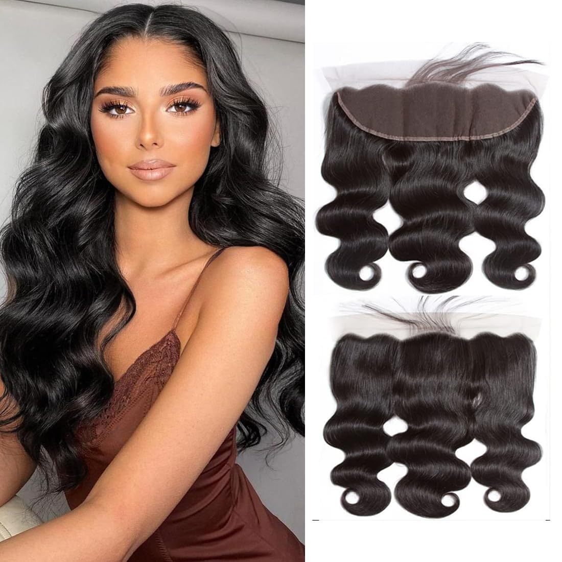 WeQueen 12-20 Inch 13" x 4" Body Wave Free Parted Lace Closure #1B Natural Black