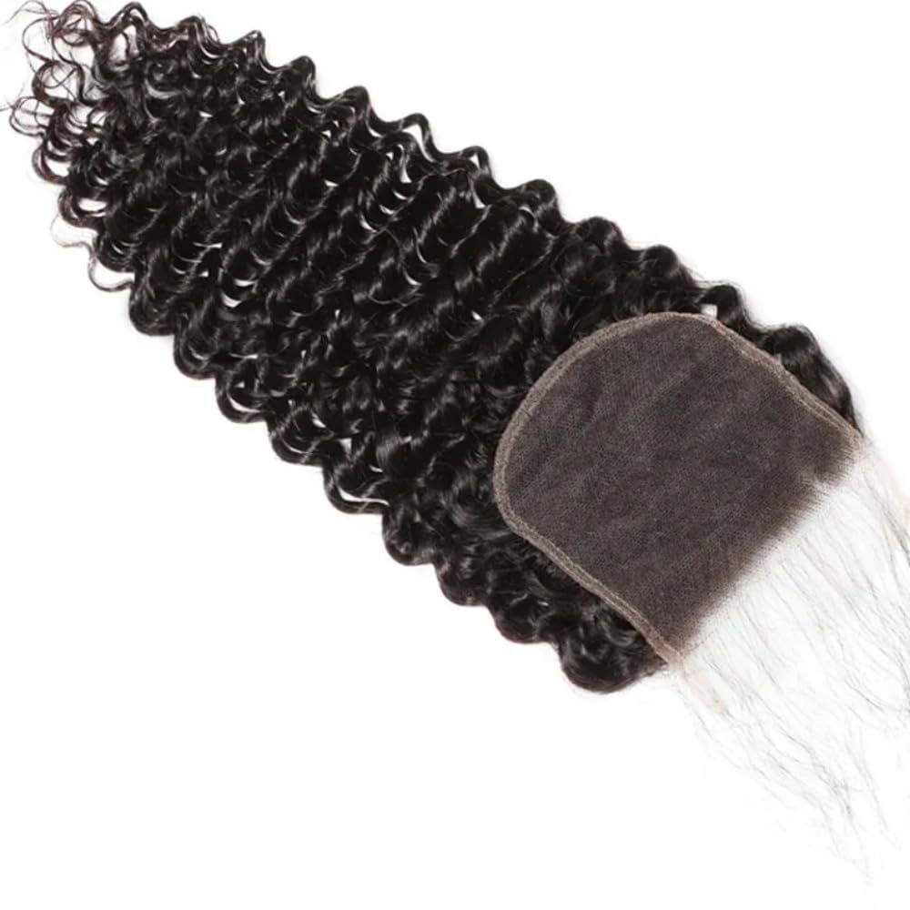 [Wequeen] 2"x6";4"x4";5"x5";13"x4";Upgrade Deep Wave Straight Transparent Lace Closure #1B Natural Black 12-18inch
