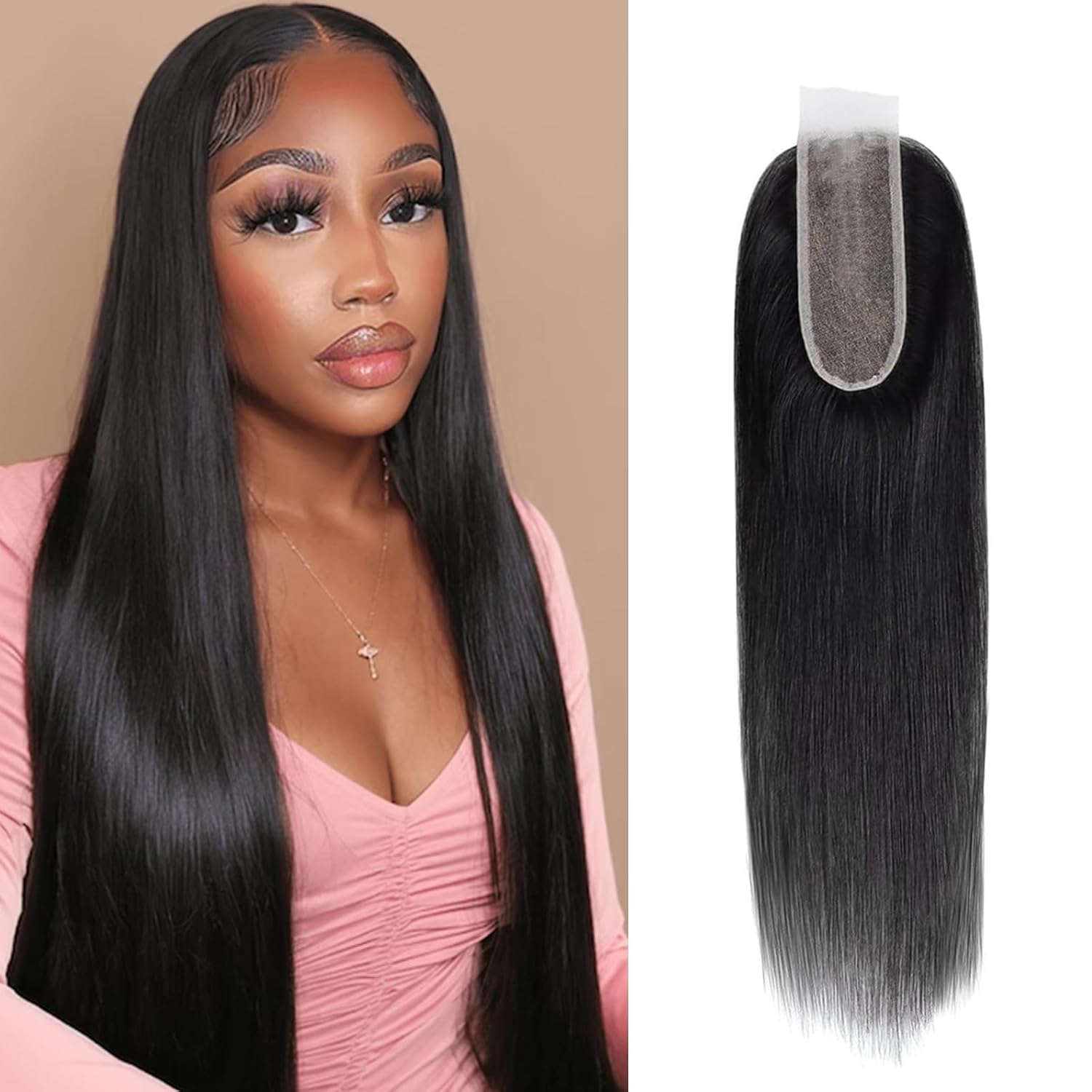Upgrade Straight  Transparent Lace Closure #1B Natural Black 12-20inch