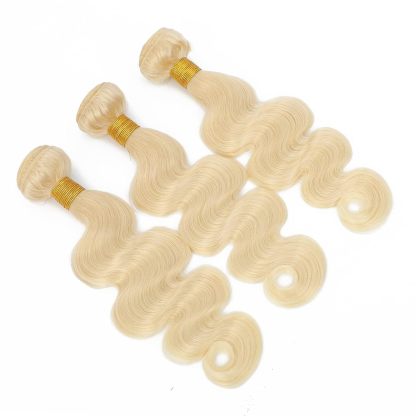 613 Body Wave 3Bundles Human Hair 14-30Inch, 100% Unprocessed 10A Brazilian Human Hair Bundles, Double Weft Body Wave Bundles, 613 Color Wet and Wavy Hair Extensions