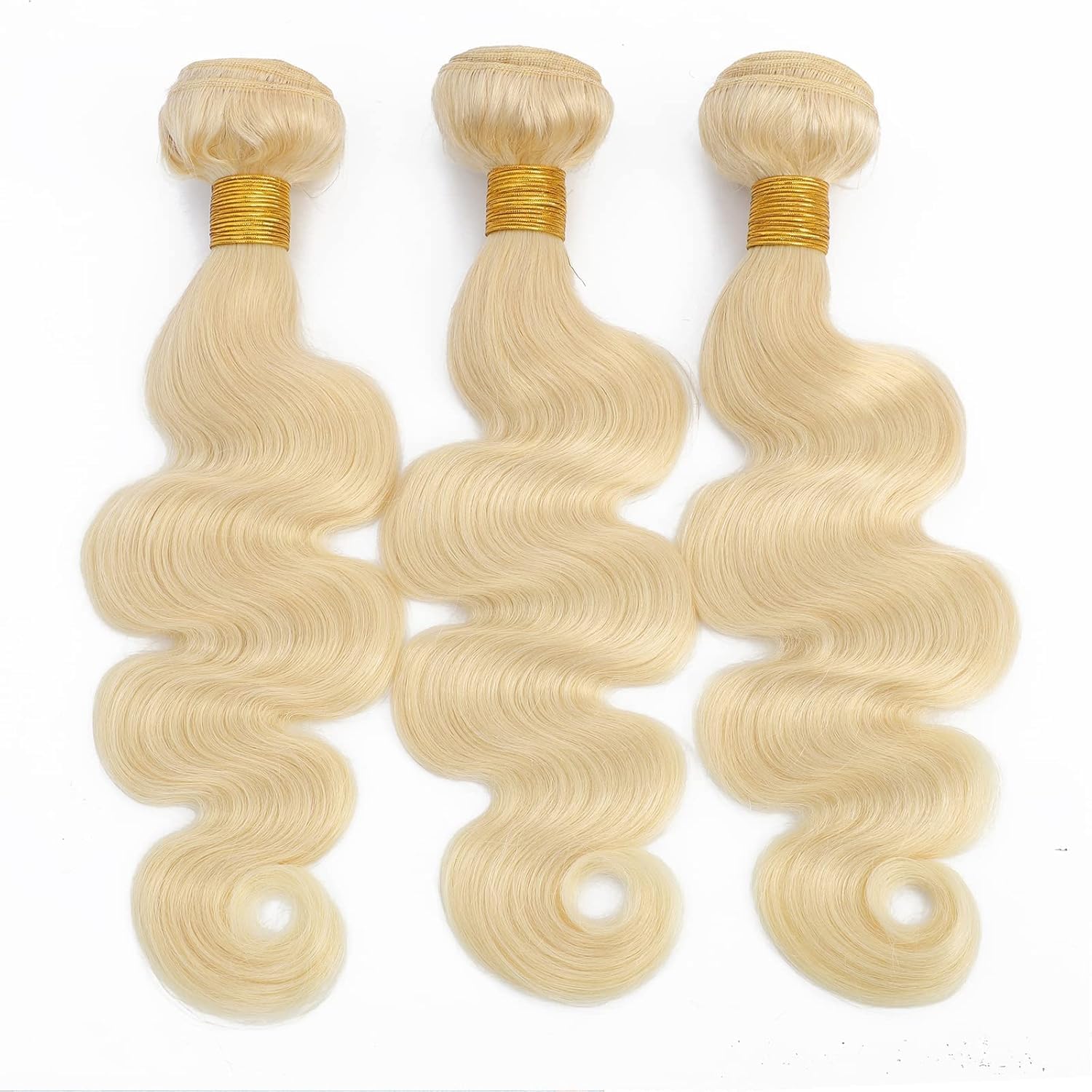 613 Body Wave 3Bundles Human Hair 14-30Inch, 100% Unprocessed 10A Brazilian Human Hair Bundles, Double Weft Body Wave Bundles, 613 Color Wet and Wavy Hair Extensions