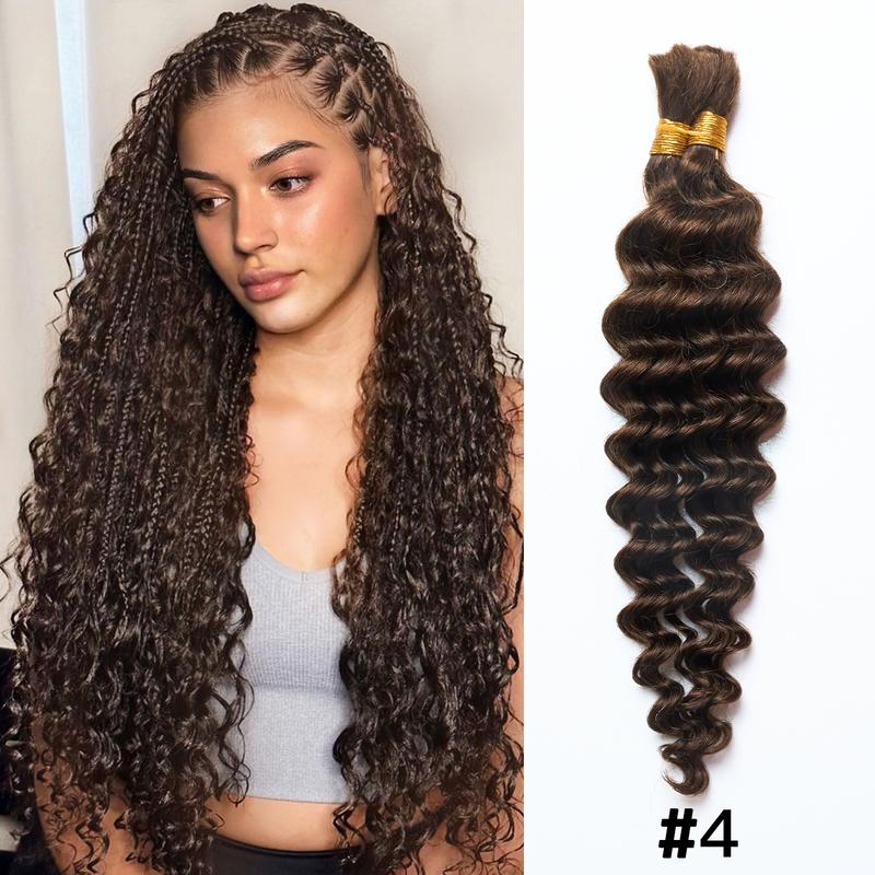  Boho Braids Deep Wave 12A Grade Salon Quality 100% Brazilian Virgin Hair Human Bulk Braiding Deep Wave 16"-24" For Trendy In Summer