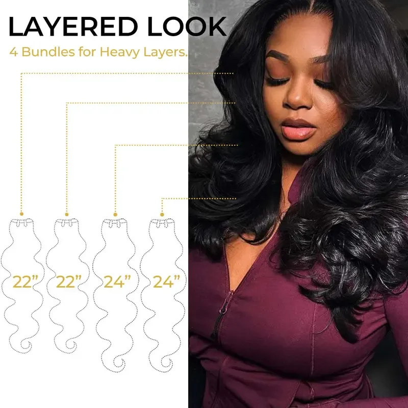 [Wequeen] Layer Cut Look 10A Brazilian Body Wave Straight Hair Bundles 3/4pcs Affordable Human Hair for Sew In, Quick Weave & Closure Behind Hairline