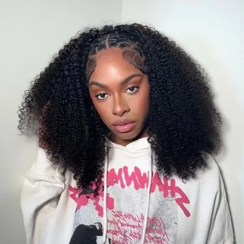 [Wequeen] Kinky Curly Half Wig Glueless Blending Fulani Braids Human Hair Natural Volume Seamless Blend Realistic Hairline Adjustable Fit 18 22 Inch