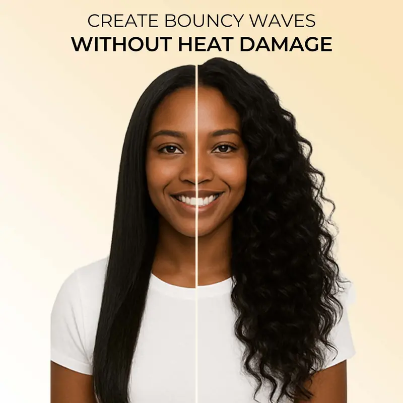 Body Wave Bundles with Free Flexi Rods | 10A Brazilian Virgin Human Hair for Easy Heatless Overnight Curls Sew in/Glue in