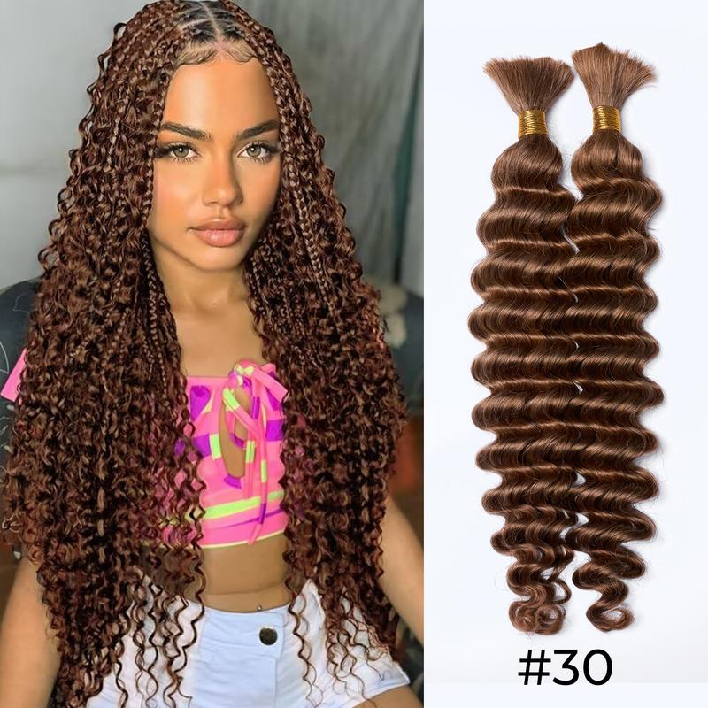  Boho Braids Deep Wave 12A Grade Salon Quality 100% Brazilian Virgin Hair Human Bulk Braiding Deep Wave 16"-24" For Trendy In Summer