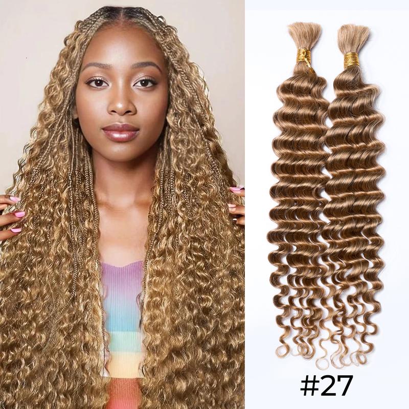 Boho Braids Deep Wave 12A Grade Salon Quality 100% Brazilian Virgin Hair Human Bulk Braiding Deep Wave 16"-24" For Trendy In Summer