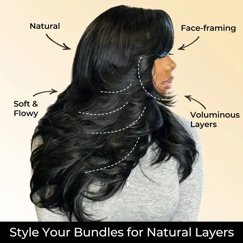 [Wequeen] Layer Cut Look 10A Brazilian Body Wave Straight Hair Bundles 3/4pcs Affordable Human Hair for Sew In, Quick Weave & Closure Behind Hairline