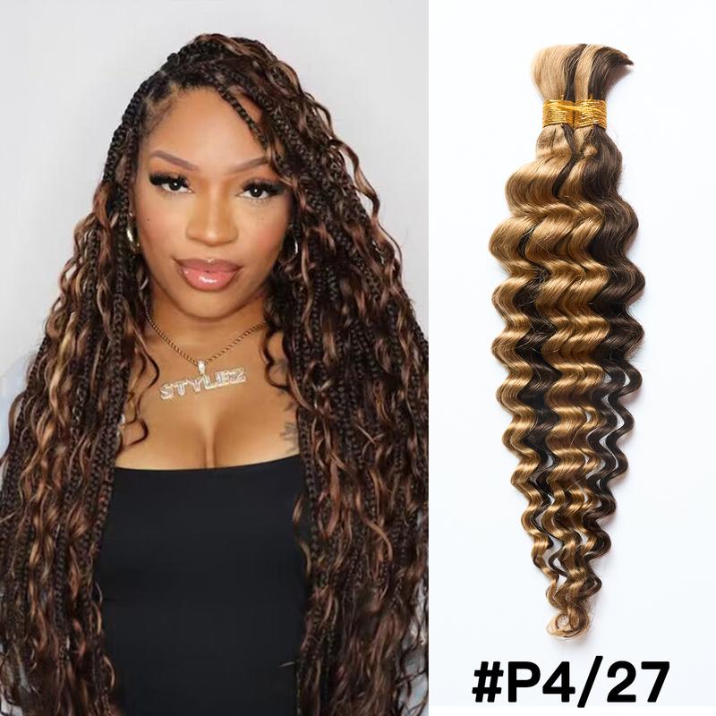  Boho Braids Deep Wave 12A Grade Salon Quality 100% Brazilian Virgin Hair Human Bulk Braiding Deep Wave 16"-24" For Trendy In Summer