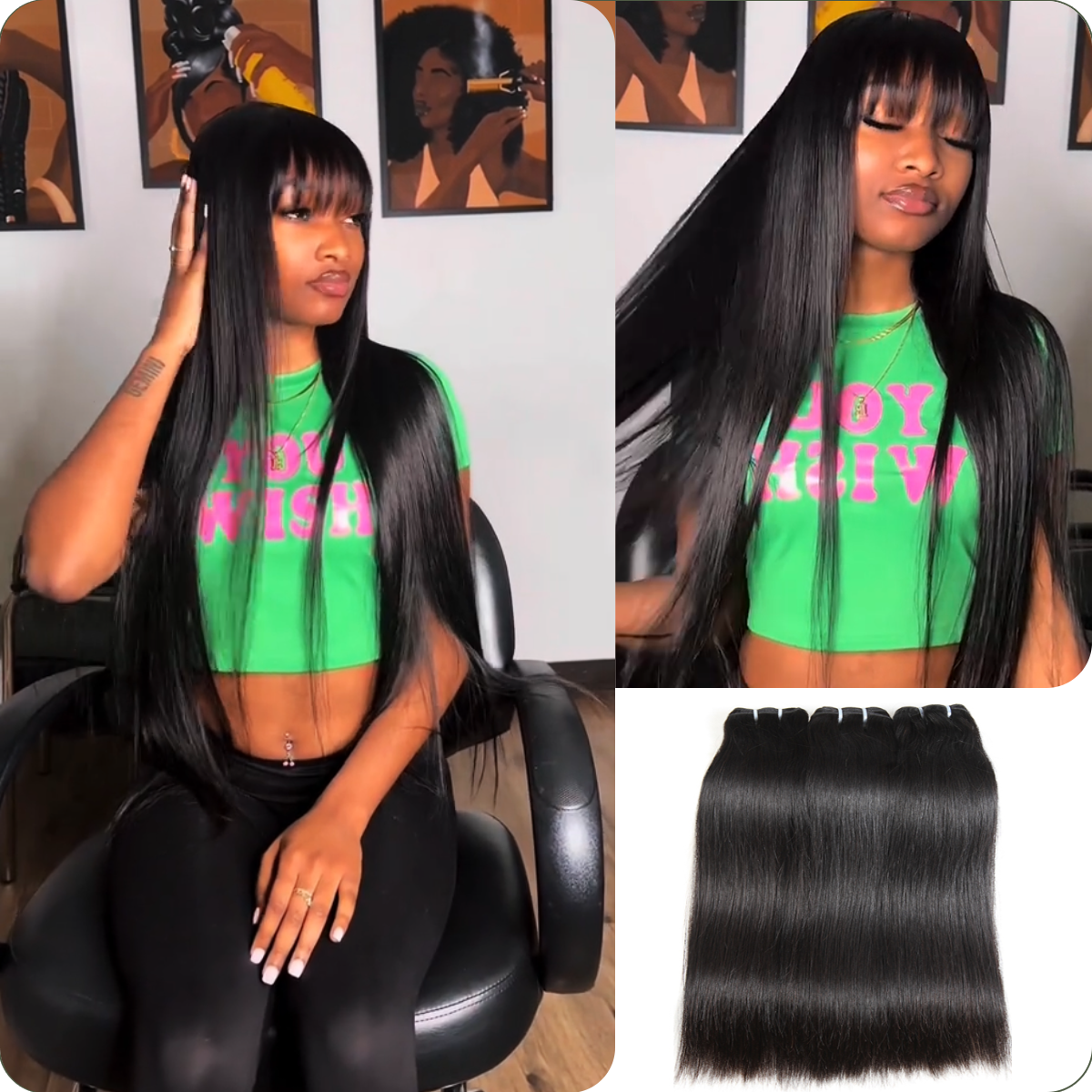 [Wequeen] Budget Friendly 10A Grade Brazilian Virgin 100% Human Hair Straight Quick Weave Sew in/Glue in Viral Hair Bundles