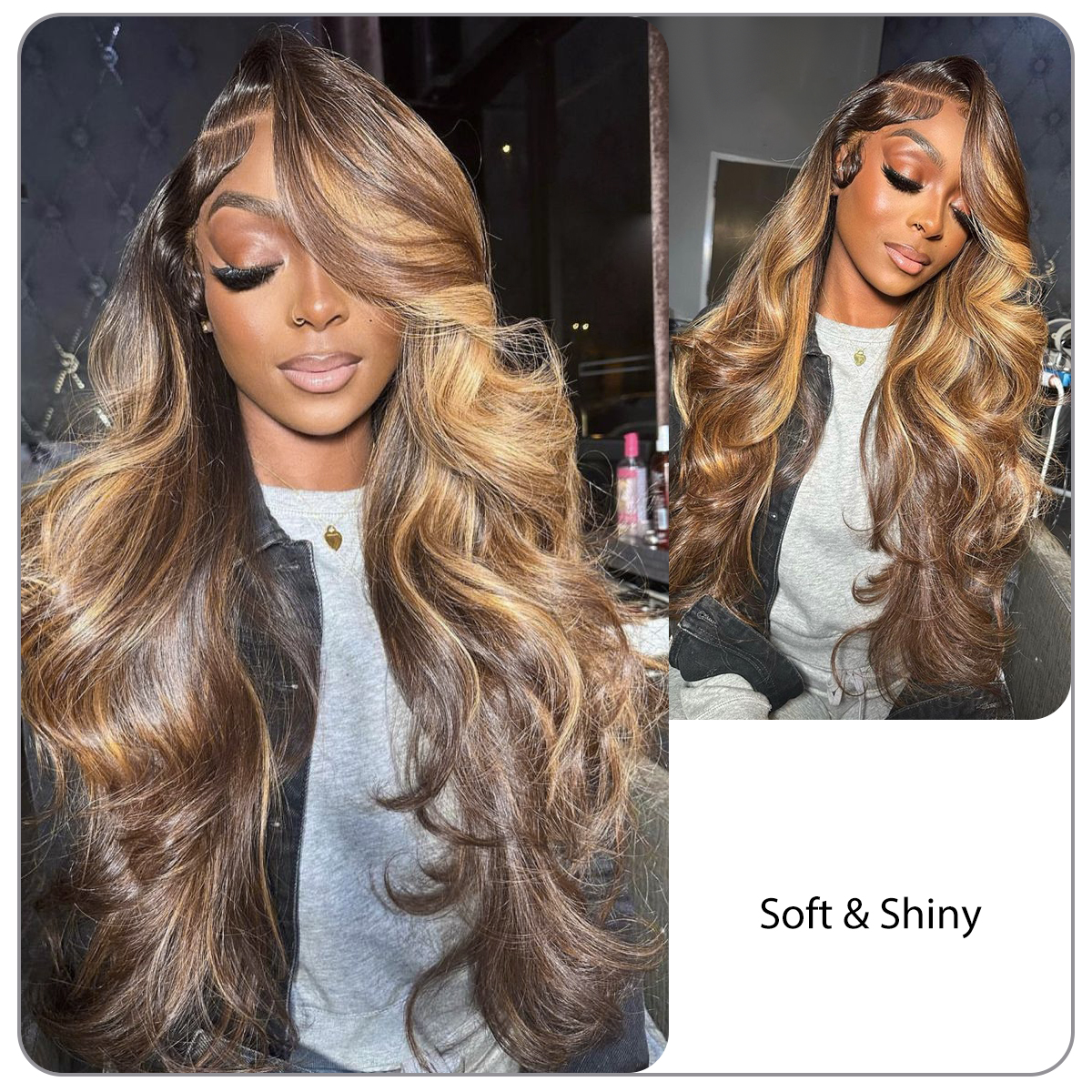  Upgrade 2x6 Pre-colored Brown Highlight Body Wave Transparent Lace Closure 14-18inch
