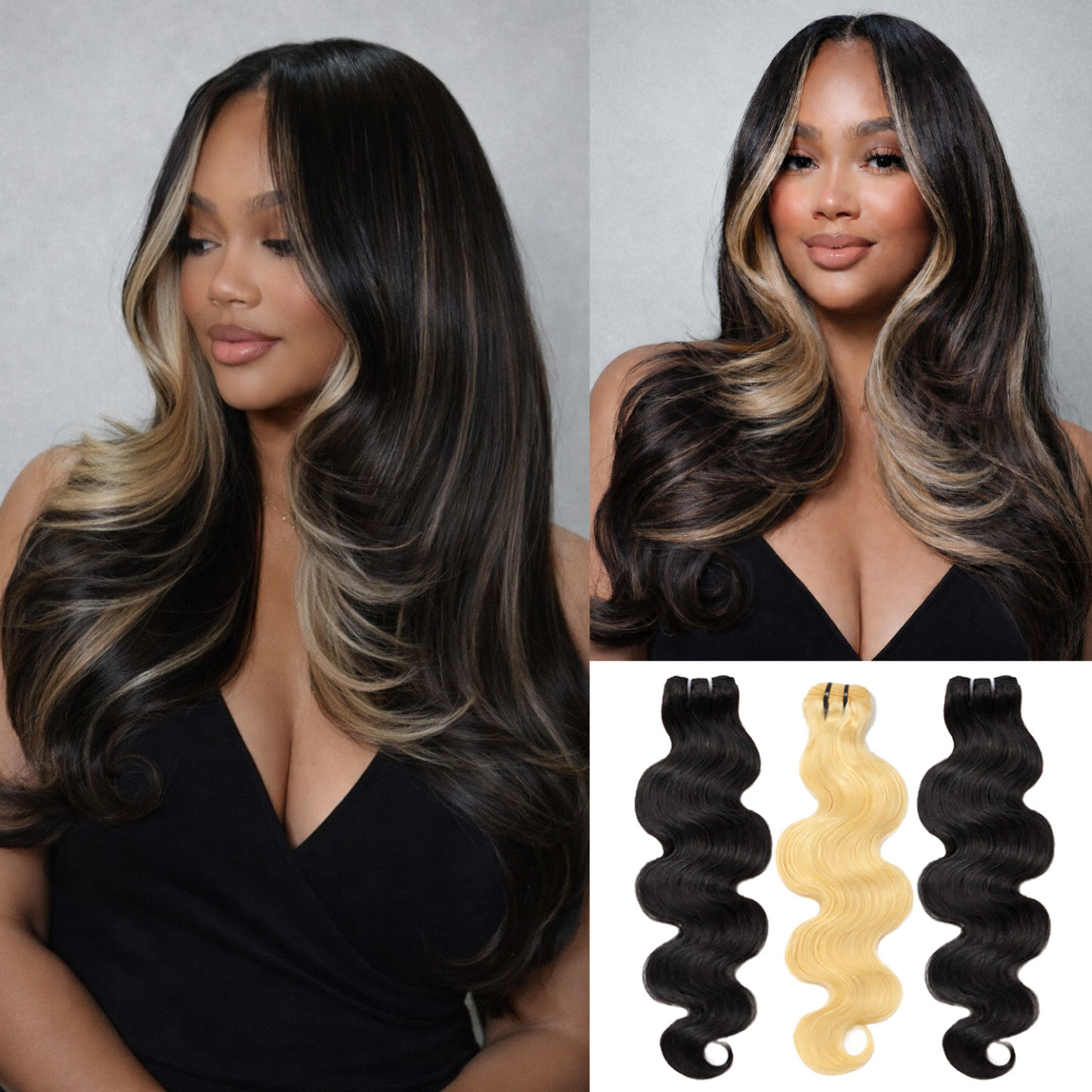 #1B&613 Peekaboo Highlight Hair Bundles Body Wave Brazilian Human Hair for Sew in Quick Weave