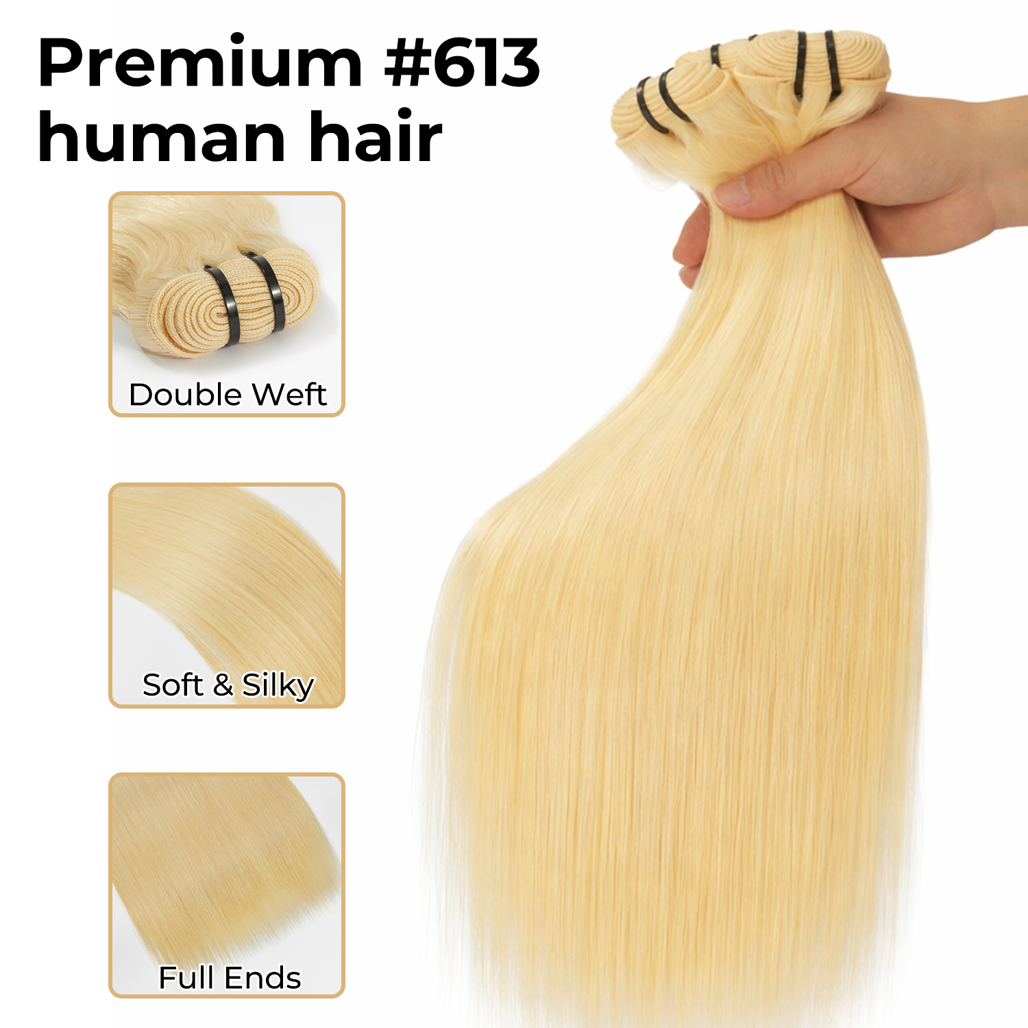 613 Blonde Human Hair Bundles Body Wave 16-30 Inch 100% Brazilian Virgin Hair