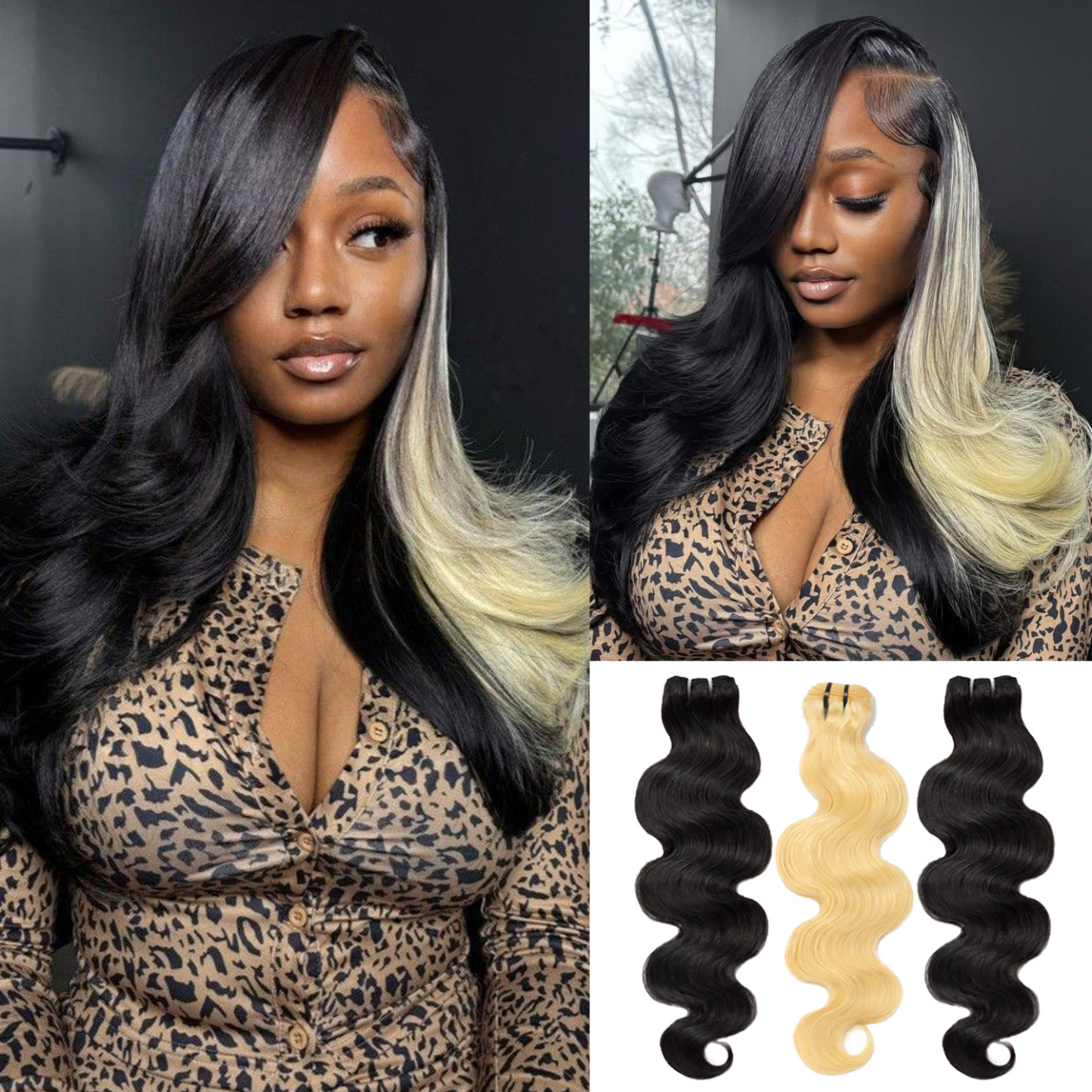 #1B&613 Peekaboo Highlight Hair Bundles Body Wave Brazilian Human Hair for Sew in Quick Weave