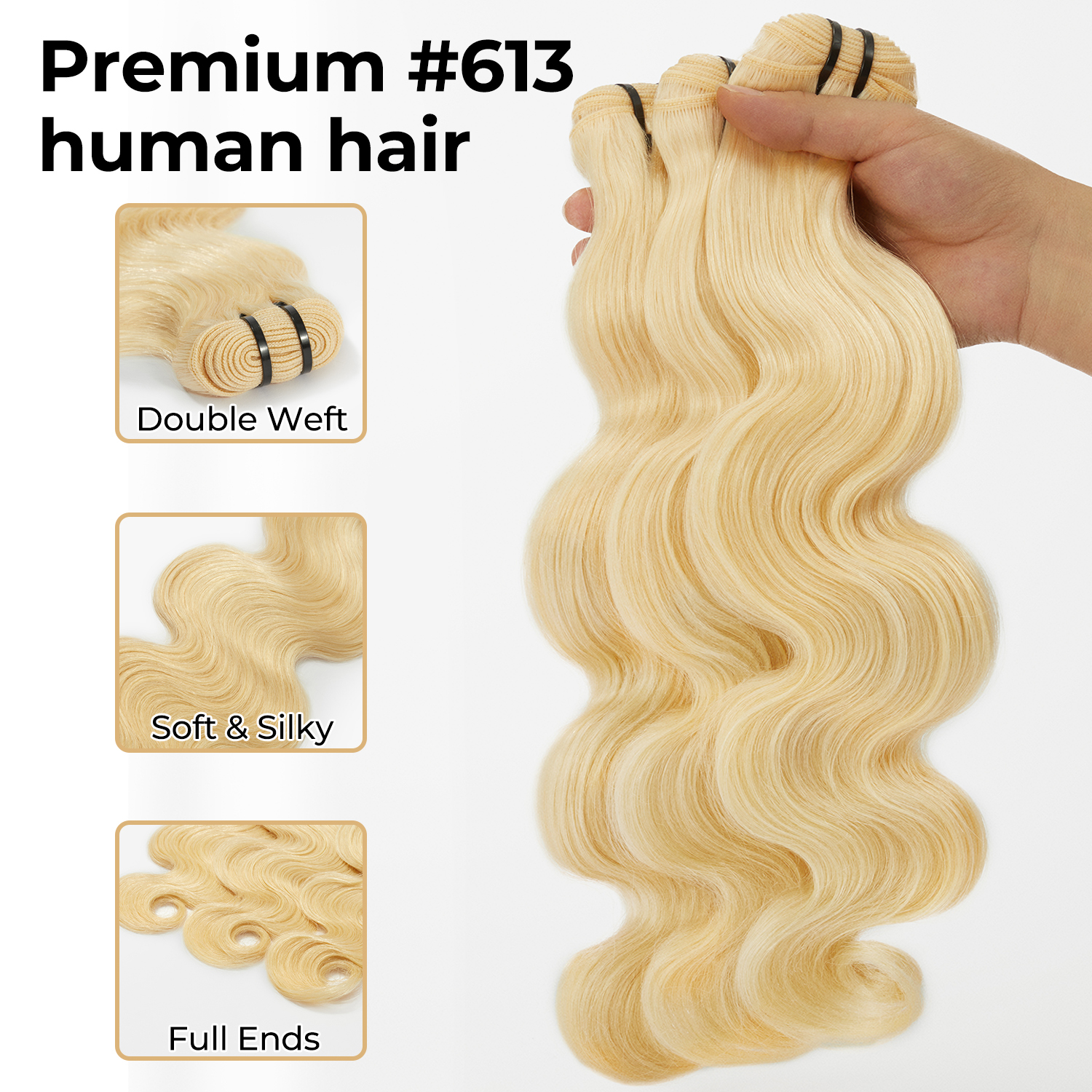 #1B&613 Peekaboo Highlight Hair Bundles Body Wave Brazilian Human Hair for Sew in Quick Weave
