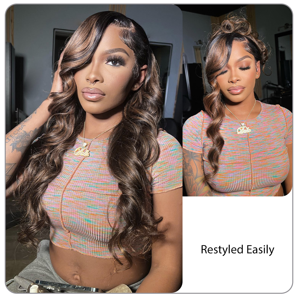  Upgrade 2x6 Pre-colored Brown Highlight Body Wave Transparent Lace Closure 14-18inch