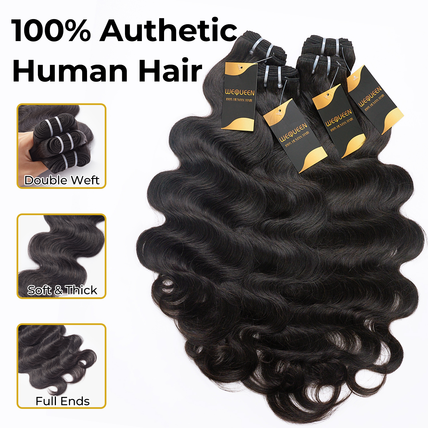 Body Wave Bundles | 12–36”Human Hair | Natural Black #1B | Soft Texture & Effortless Waves