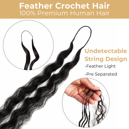 Burmese Curly Feather Crochet Hair Human Hair Extensions for Boho Braids Invisible Knots Pre-Separated Protective Style