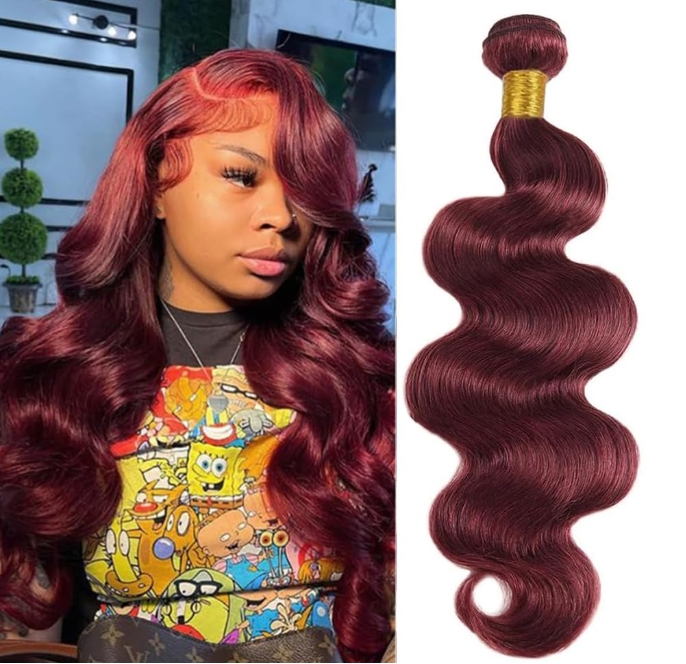 Burgundy #99J Body Wave | 100% Human Hair Bundles | Budget Friendly 10A Grade Brazilian Virgin 100% Human Hair Quick Weave Sew in/Glue in Viral Hair Bundles