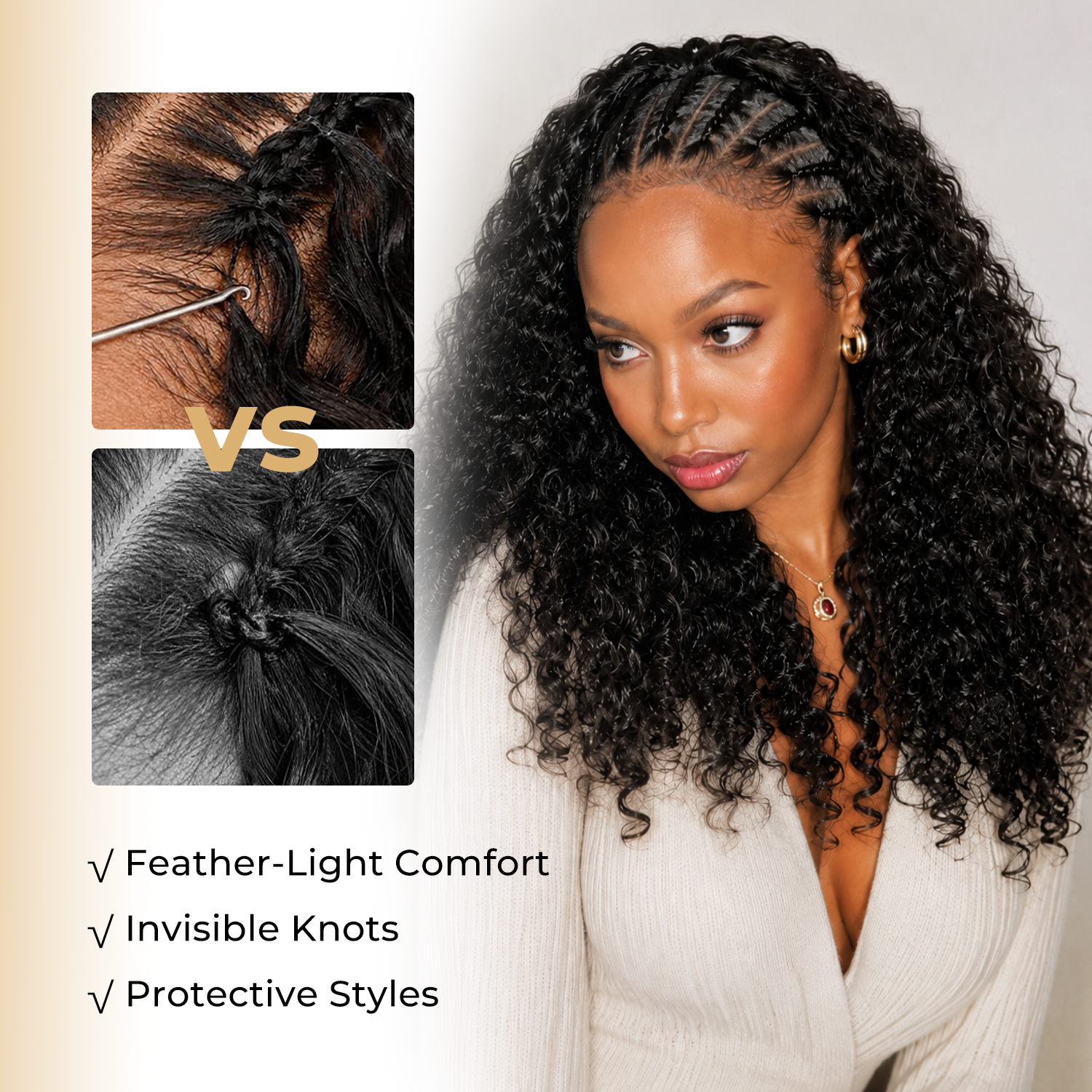 Burmese Curly Feather Crochet Hair Human Hair Extensions for Boho Braids Invisible Knots Pre-Separated Protective Style