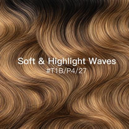Blonde Brown Highlight #T1B/P4/27 Body Wave | 100% Human Hair Bundles | Budget Friendly 10A Grade Brazilian Virgin 100% Human Hair Quick Weave Sew in/Glue in Viral Hair Bundles