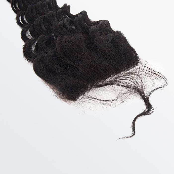 WeQueen 12-20 Inch 4" x 4" Deep Wavy Free Parted Lace Closure #1B Natural Black