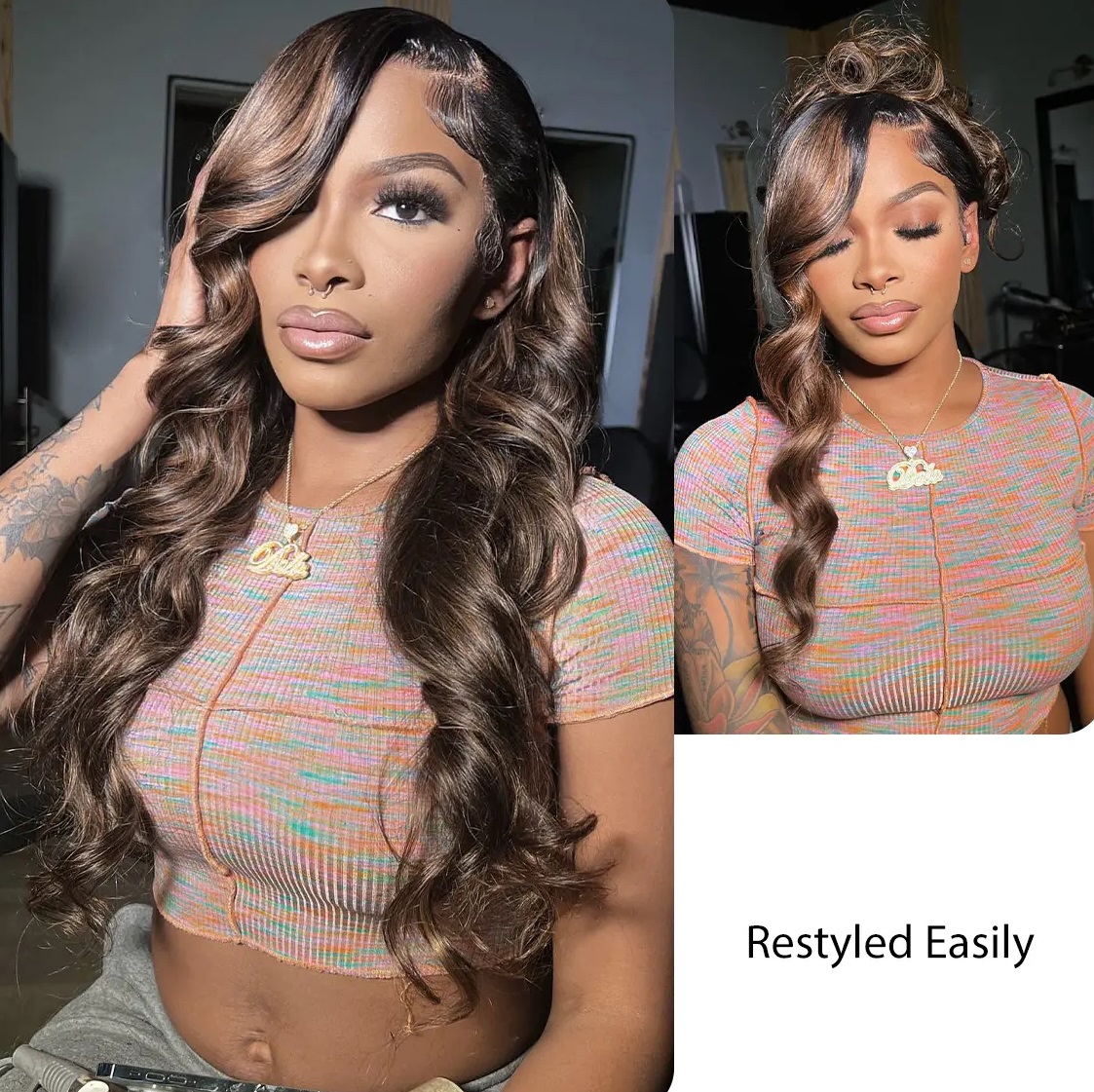 Blonde Brown Highlight #T1B/P4/27 Body Wave | 100% Human Hair Bundles | Budget Friendly 10A Grade Brazilian Virgin 100% Human Hair Quick Weave Sew in/Glue in Viral Hair Bundles