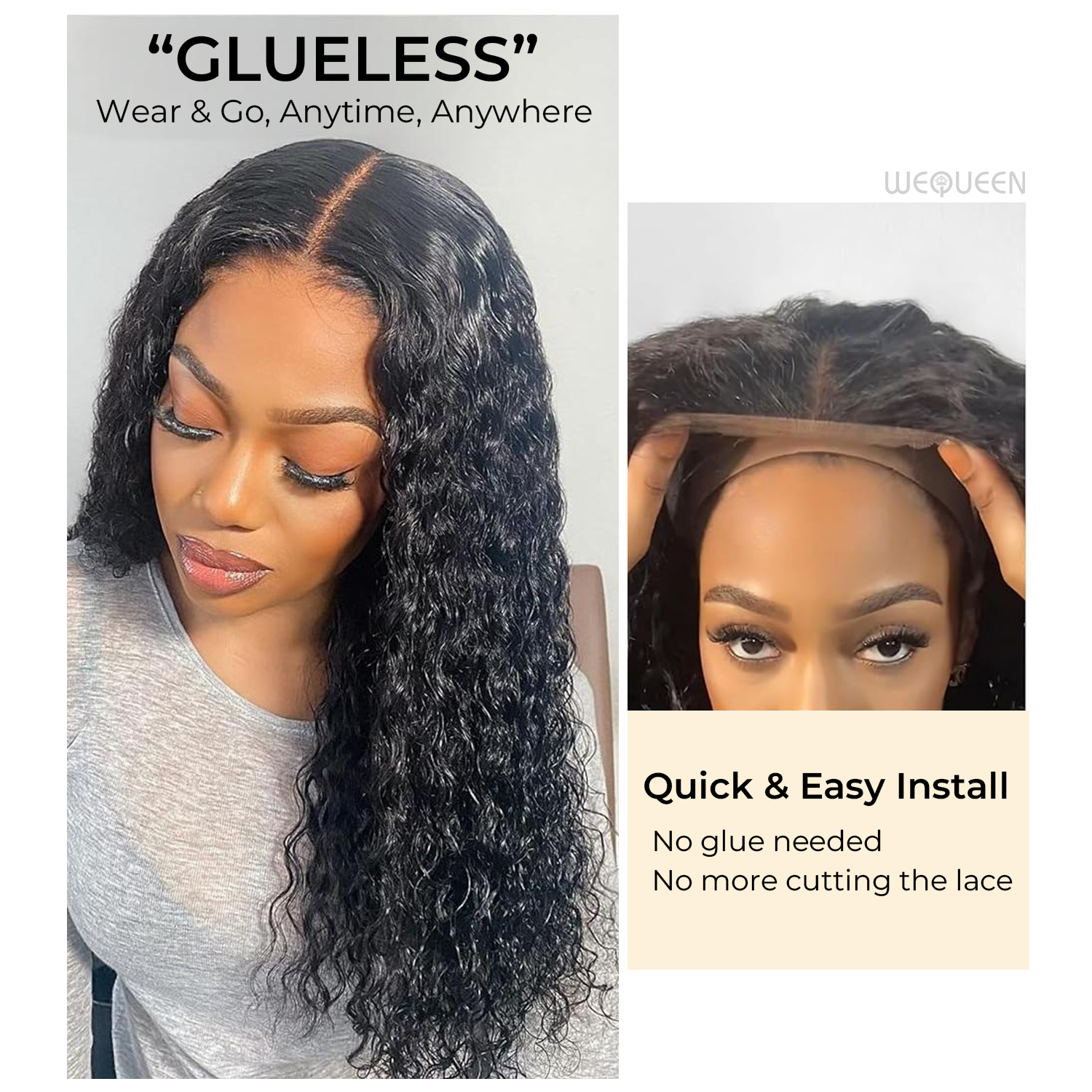[Wequeen] 5x5 HD Lace Closure Wig Messy Curly Bohemian Curly Flowy Boho Vibes Glueless Pre Cut Beginner Friendly Hair Breathable Cap Natural Look