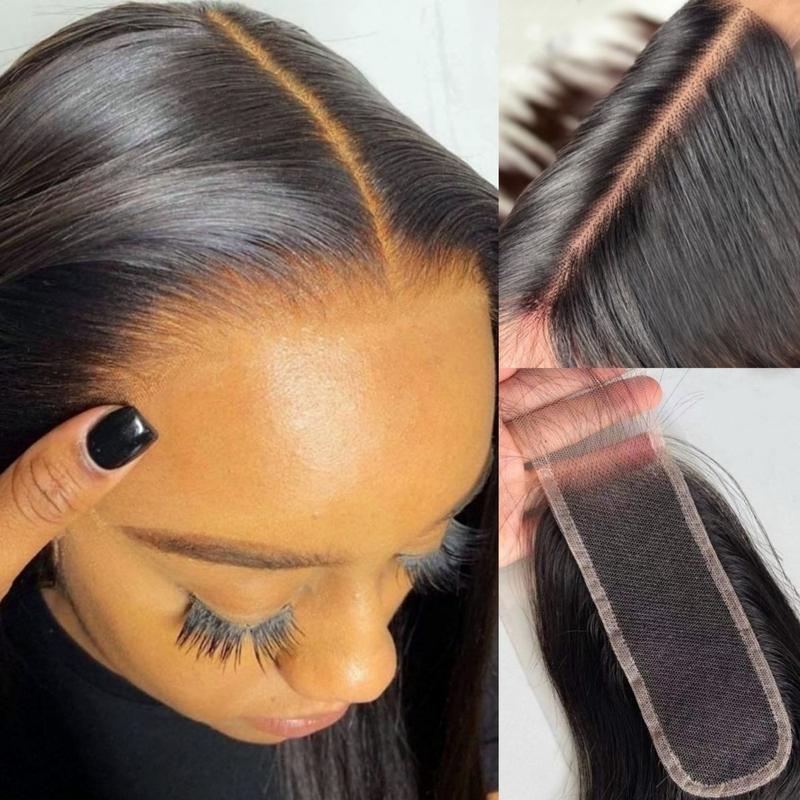 [Wequeen] 2"x6";4"x4";5"x5";13"x4";Upgrade Body Wave Straight Transparent Lace Closure #1B Natural Black 12-18inch