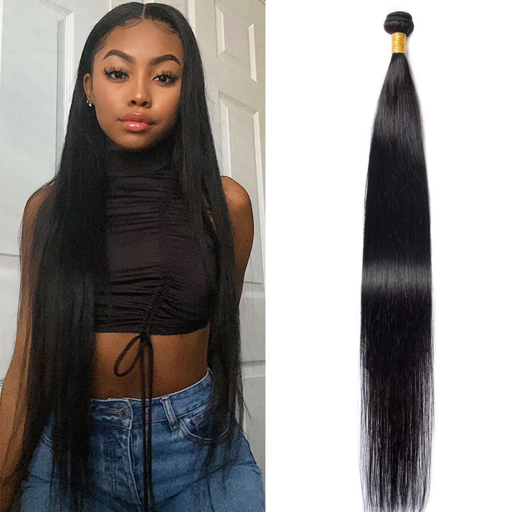[Copy]Sleek Straight Hair Bundles – Natural Black #1B|12–36”Human Hair Bundles 